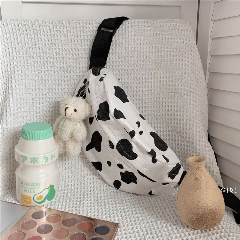 Girls cow print canvas bag