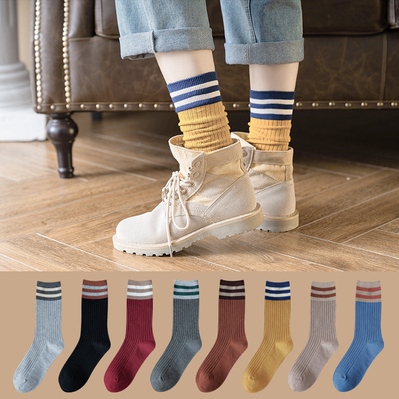 Cotton and velvet thick high-top socks