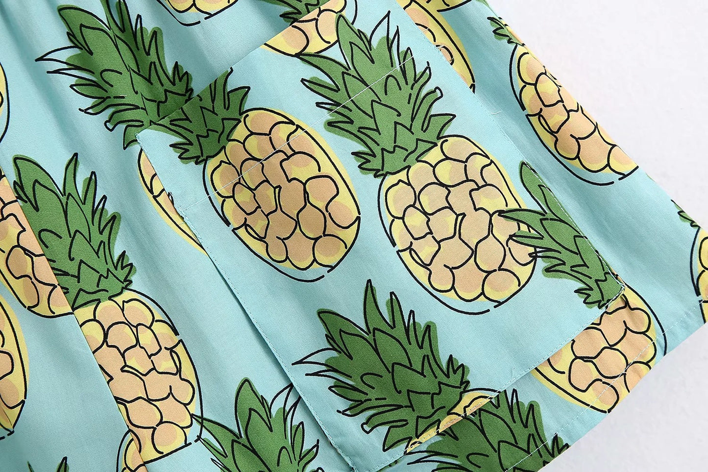 Loose waist slimming pineapple print shorts