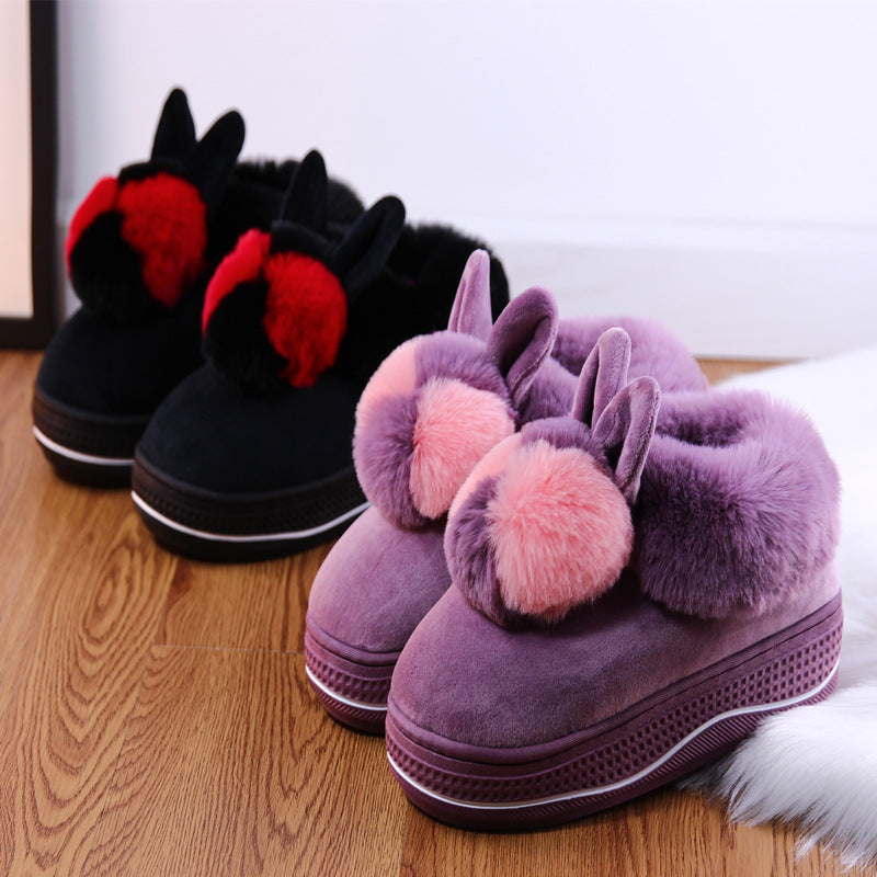 Thick-soled bag with high-heeled warm non-slip cotton slippers