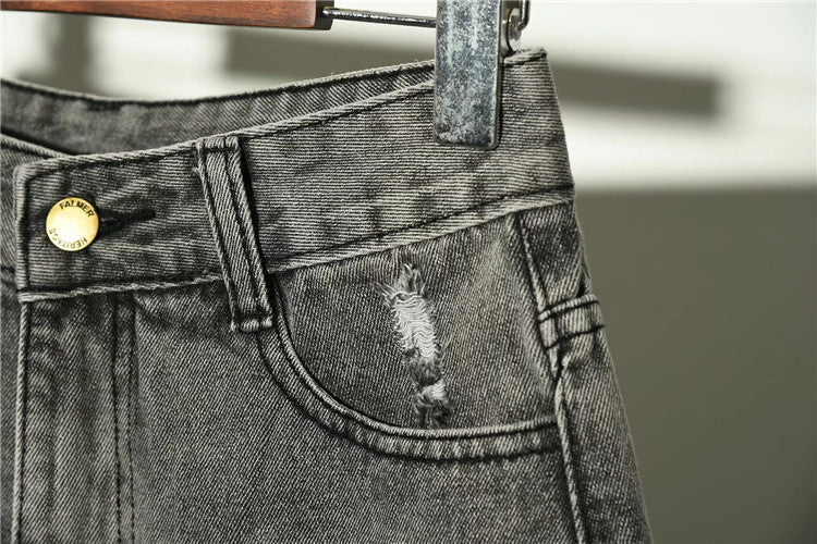 Holed Jeans Shorts Women's Loose And Thin Wide Leg Pants Hot Pants