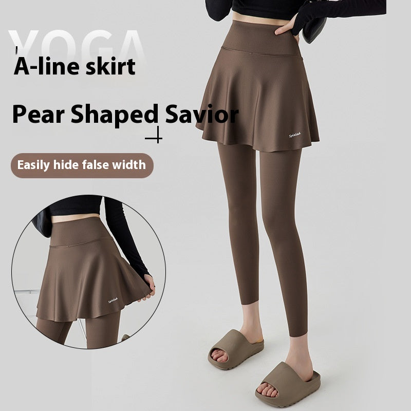 Yoga Culottes til kvinder, Høj Talje, Hofte Løft, Overtøj, Forår og Efterår, Tynd, Falsk To-delt Skort