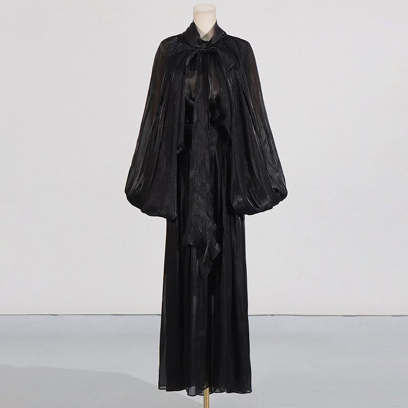 Designer Batwing Sleeve Lace-Up Dress For Women