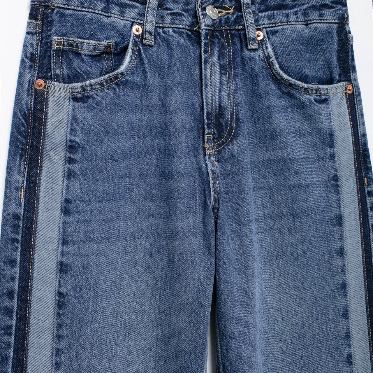 Versatile Mid-waist Straight Wide Leg Denim Trousers