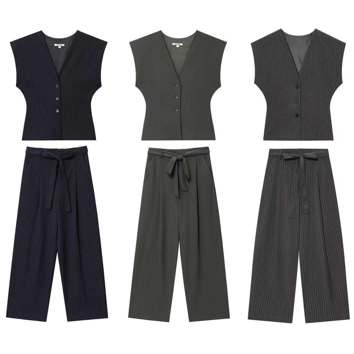 Womens Vest And Wide-Leg Pants Set