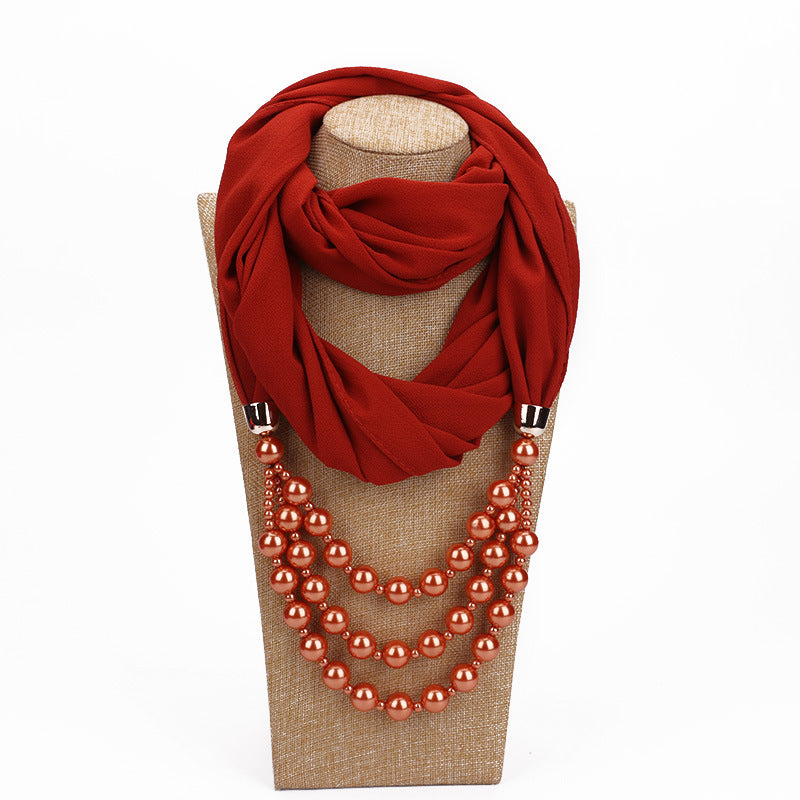 Pearl Necklace With Scarf