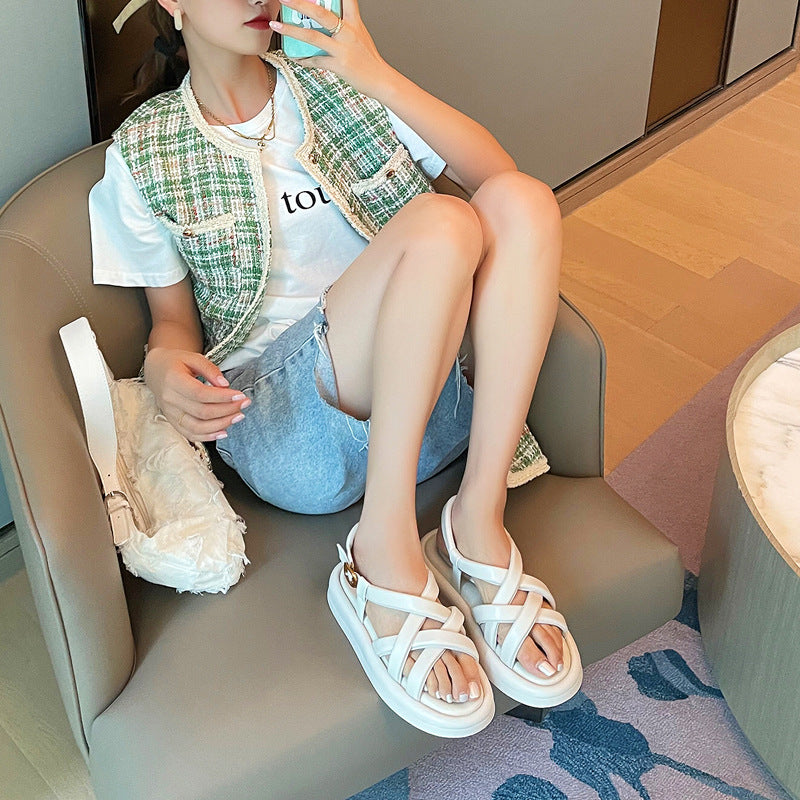 Casual Thick-soled Sandals Women's Summer Open-toe Thin Straps