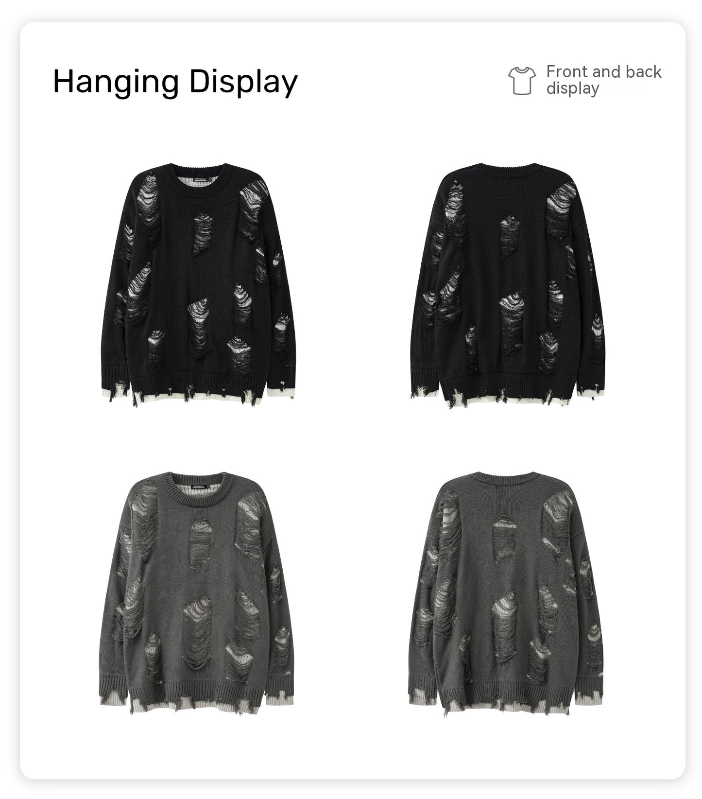 Fake Two-piece Hole Oversize Design Sense Idle Style Couple Sweater