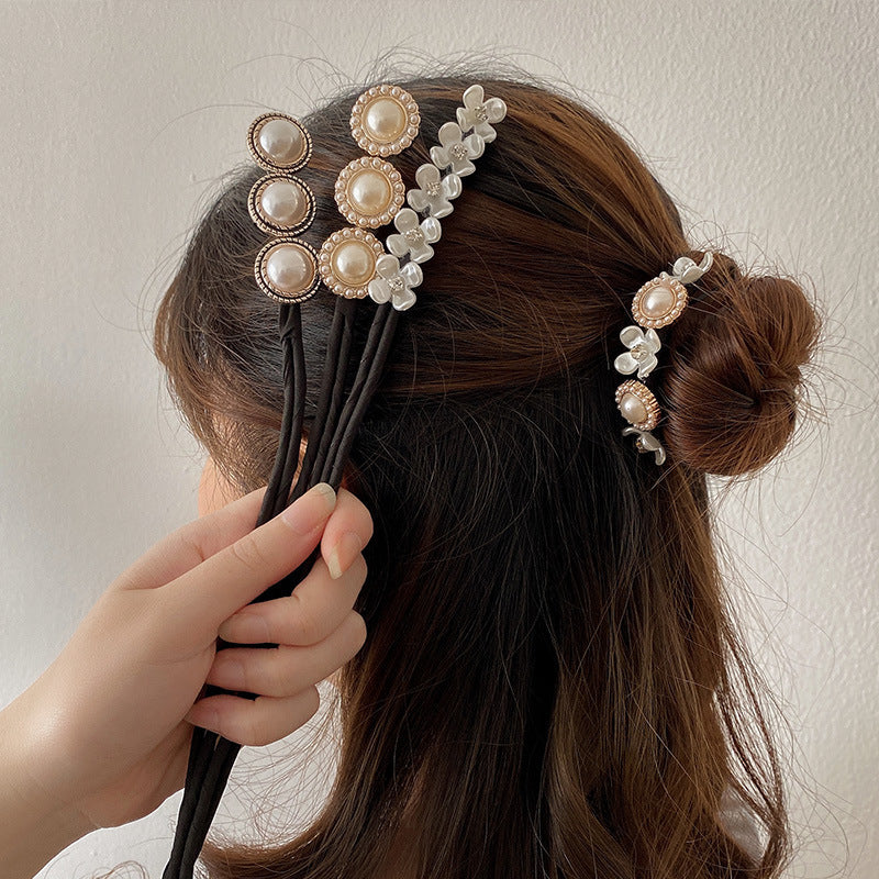 Simple Fluffy Bun Half Bun Hair Tie Elastic Lazy Flower Bud Hairpin Hair Accessories