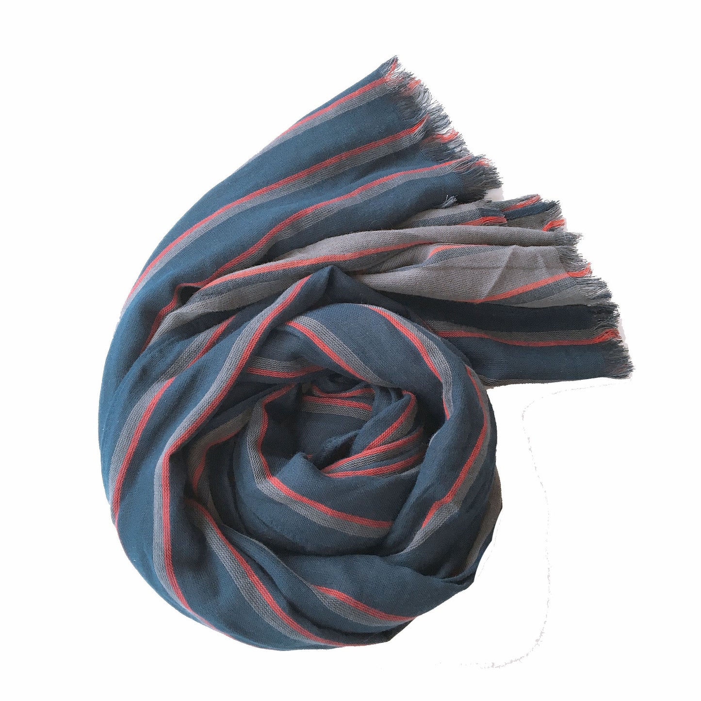 Japanese And Korean Style Men's Blue Striped Lengthened Scarf