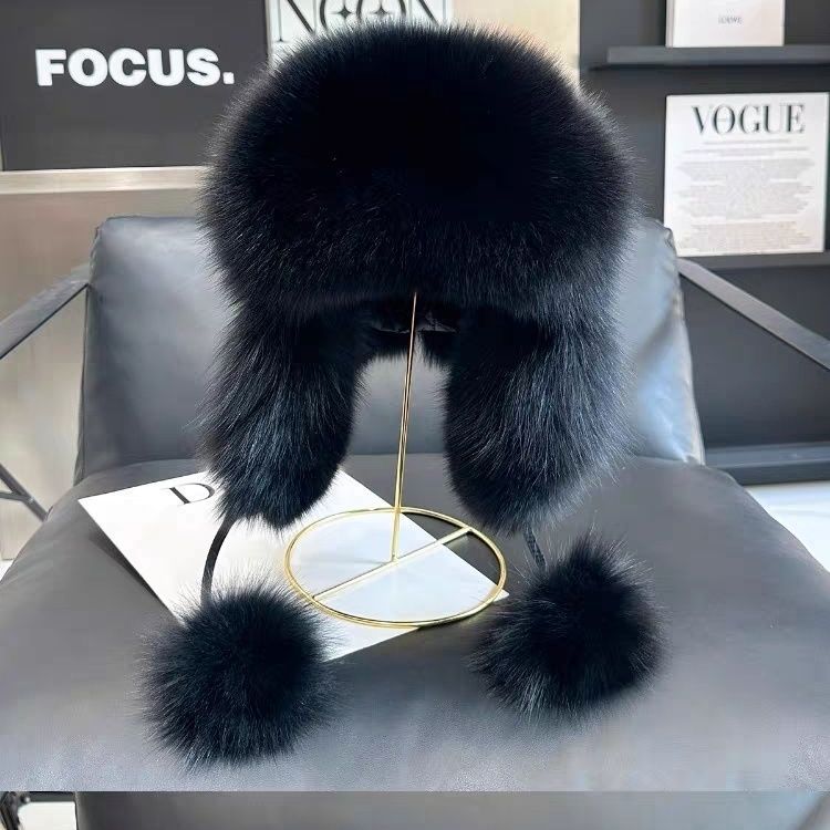 Women's Cotton Fox Fur Ushanka Slimming