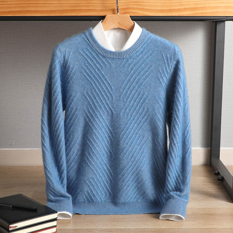 Cashmere Men's Round Neck Padded Sweater