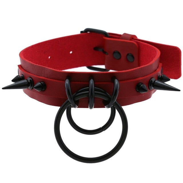 Punk Choker Rivet Buckle Spike Collar Necklace Black  Mens Womens