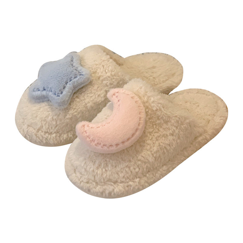 Heart Stereoscopic Star Moon Plush Slippers Female