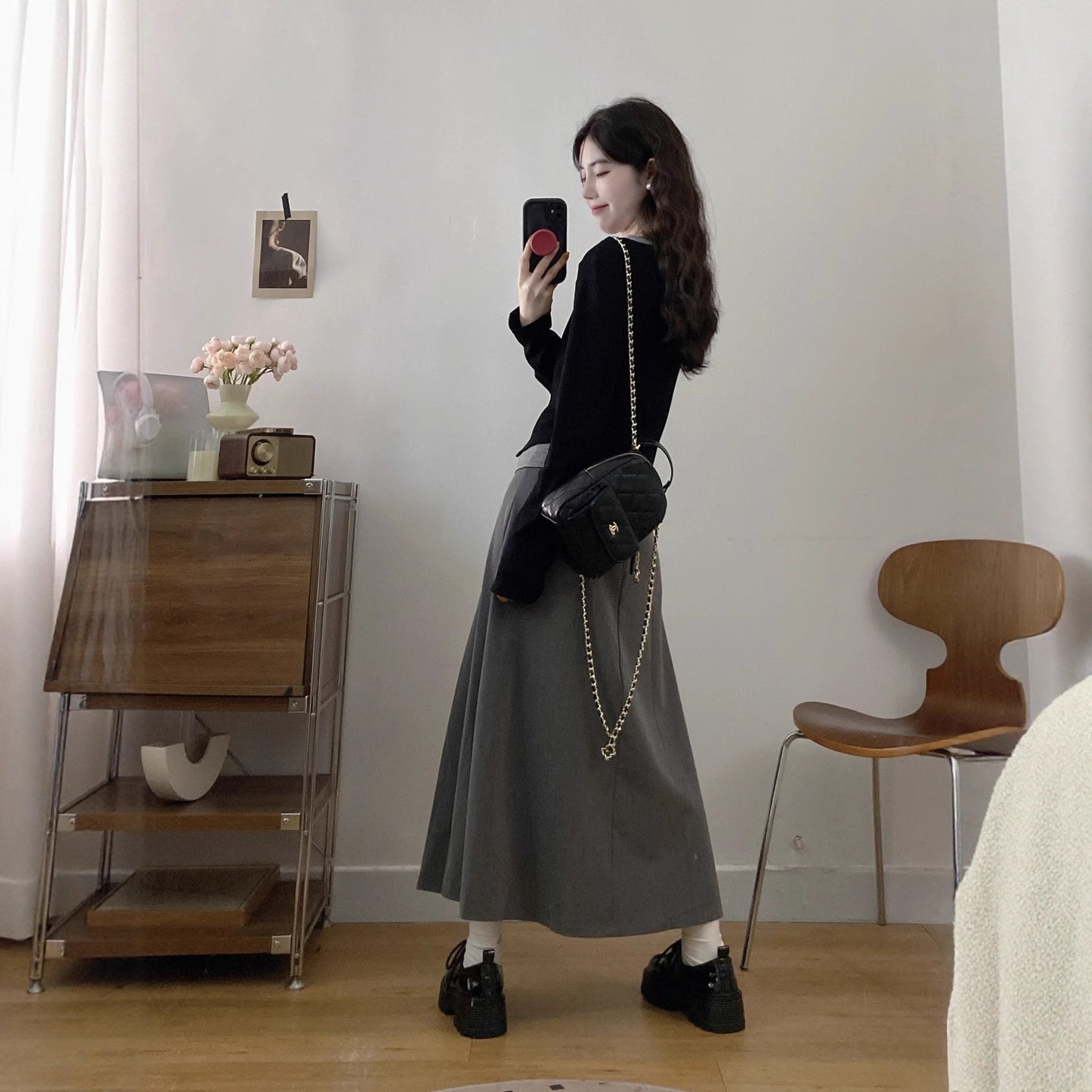 High-end Fake Two-piece Shirt Slimming Skirt Two-piece Set