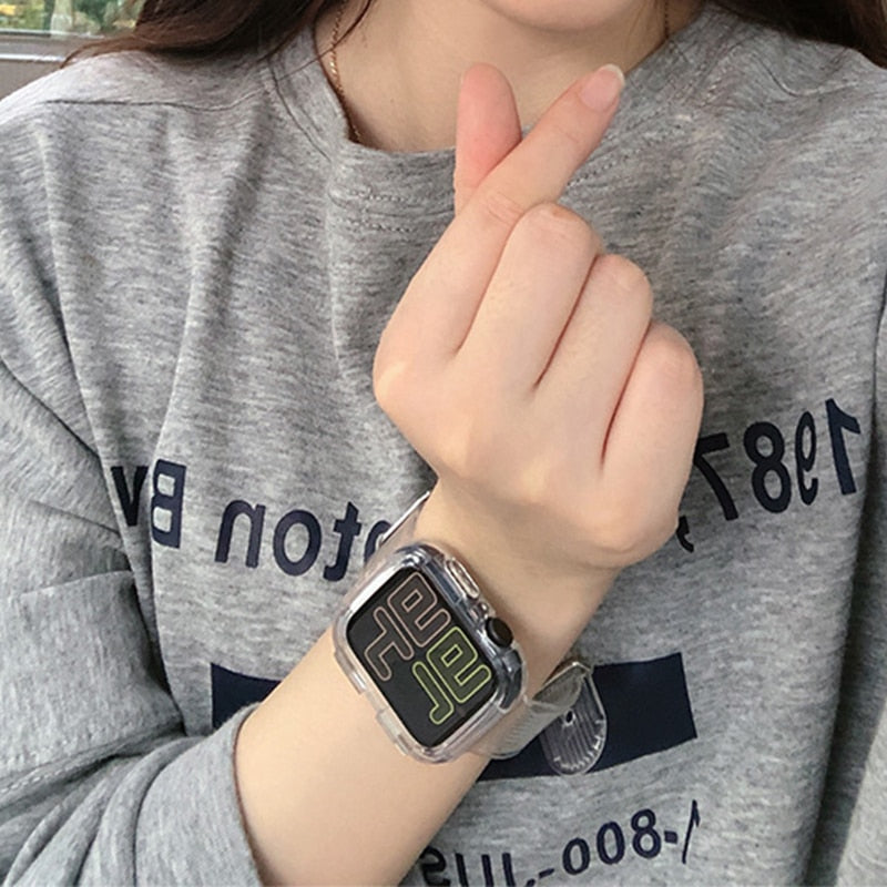 Integrated watch band with TPU protective sleeve for glacier