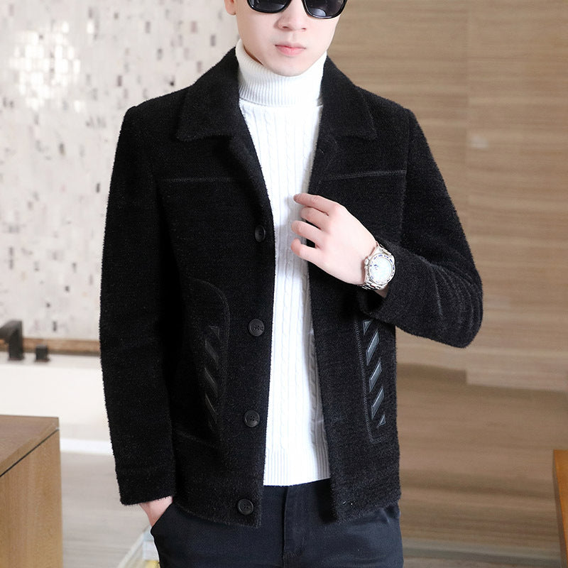 Thickened Men's Woolen Overcoat Trend Mink Woolen Jacket Short Jacket