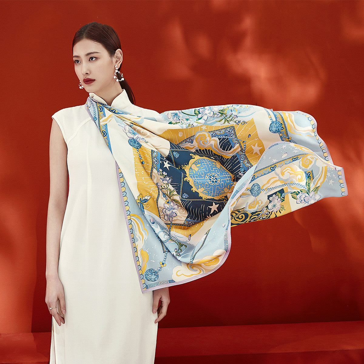 Plain crepe silk gift scarf