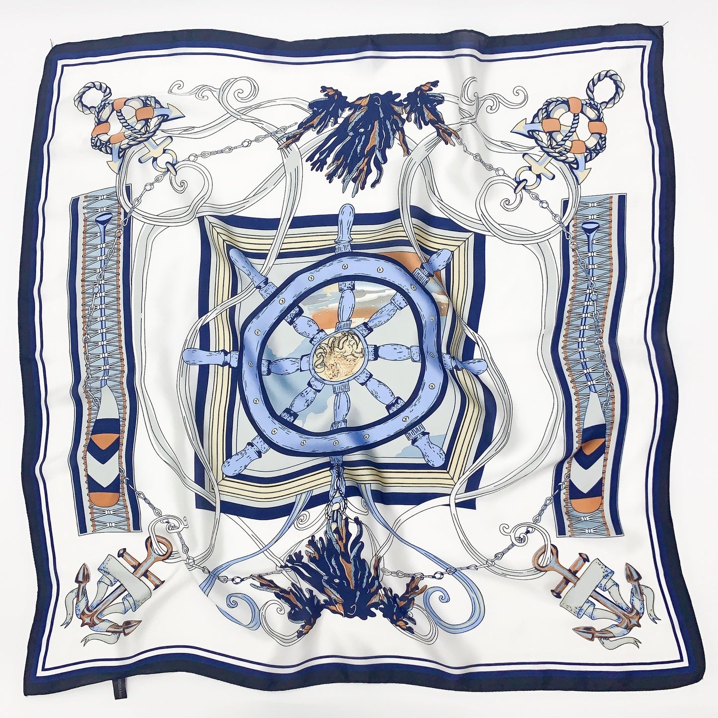 Sun shading printed silk scarf
