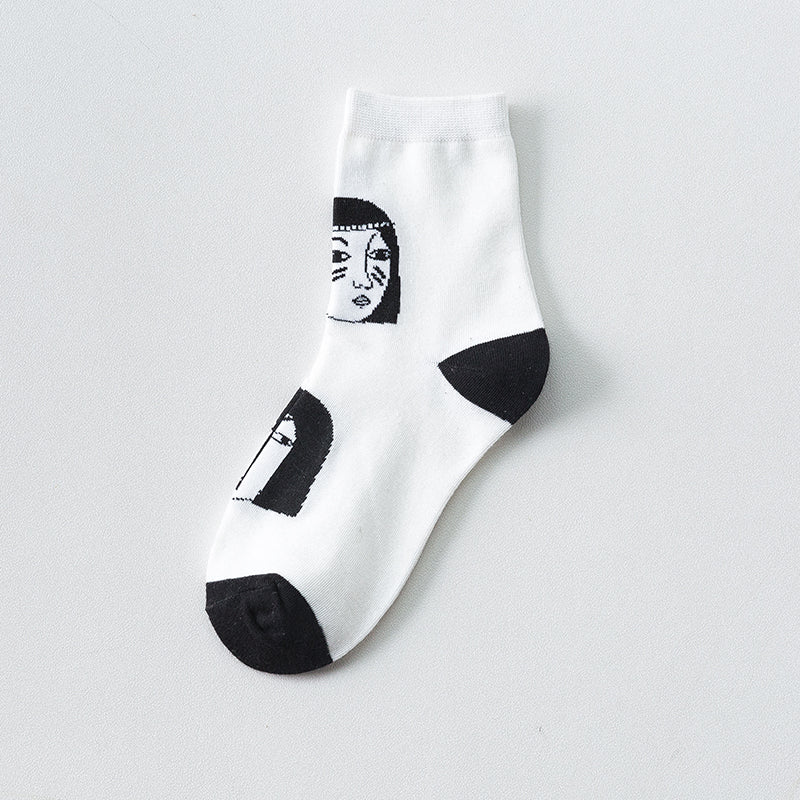 Ladies black and white striped socks