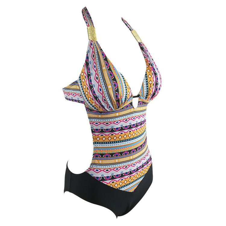 Printed Siamese Back Hollow Halter