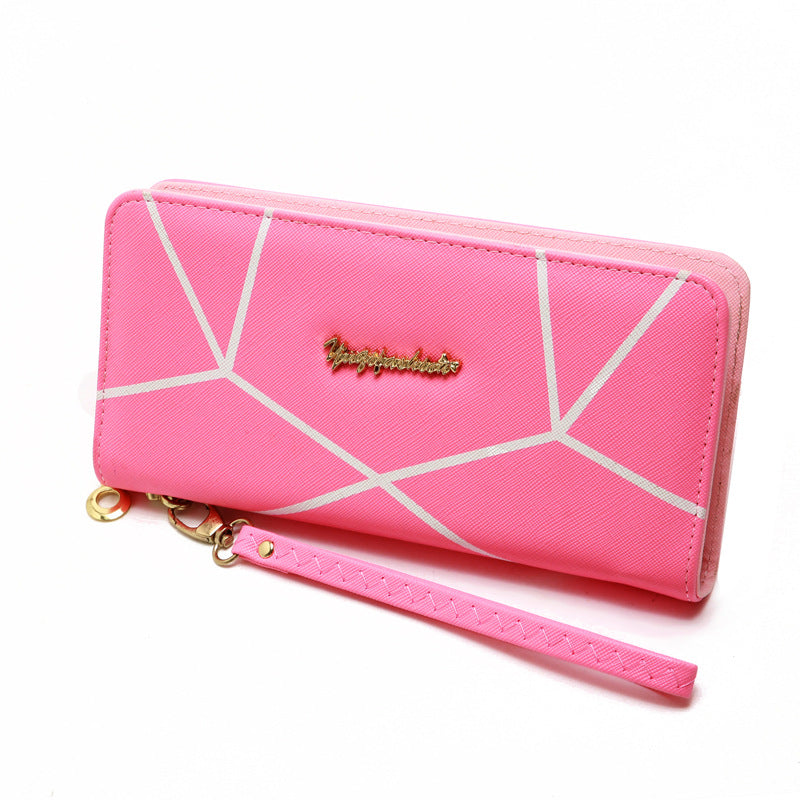 New Solid Cross Pattern Long Women's Wallet