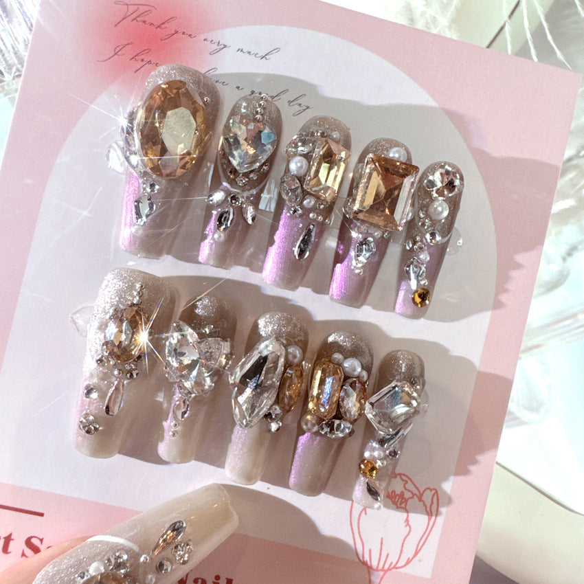 Wear Nail Heavy Industry Luxury Rhinestone Lucky Manicure Handmade Phototherapy Sealing Layer