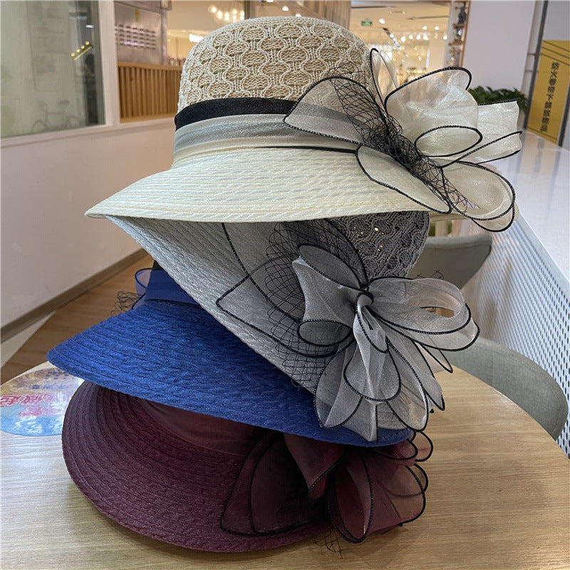Flower Organza Fisherman Hat Female Summer