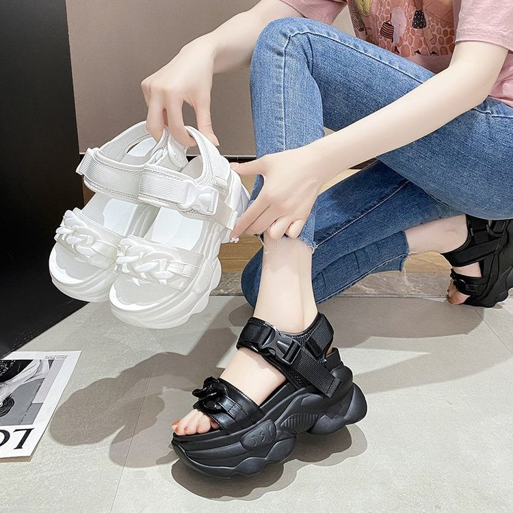 Korean Style Trendy Sponge Cake Sole 9cm Super High Heel Sandals Women