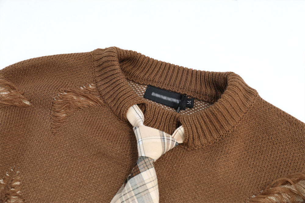 Stitching Fake Two-piece Round Neck Sweater