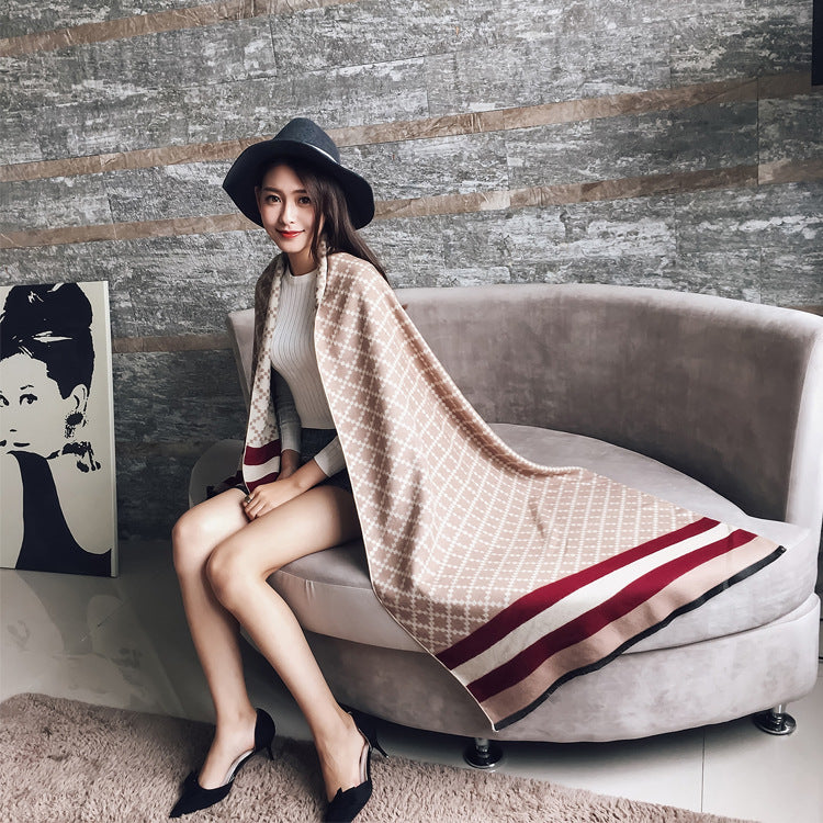 Women's double-faced jacquard cashmere scarf