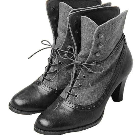 Lace-up women's high heel stitching Martin boots