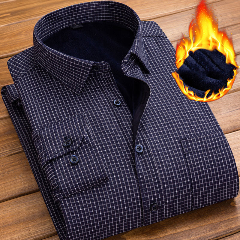 Men's Warm Shirt Plus Velvet Padded Long Sleeves