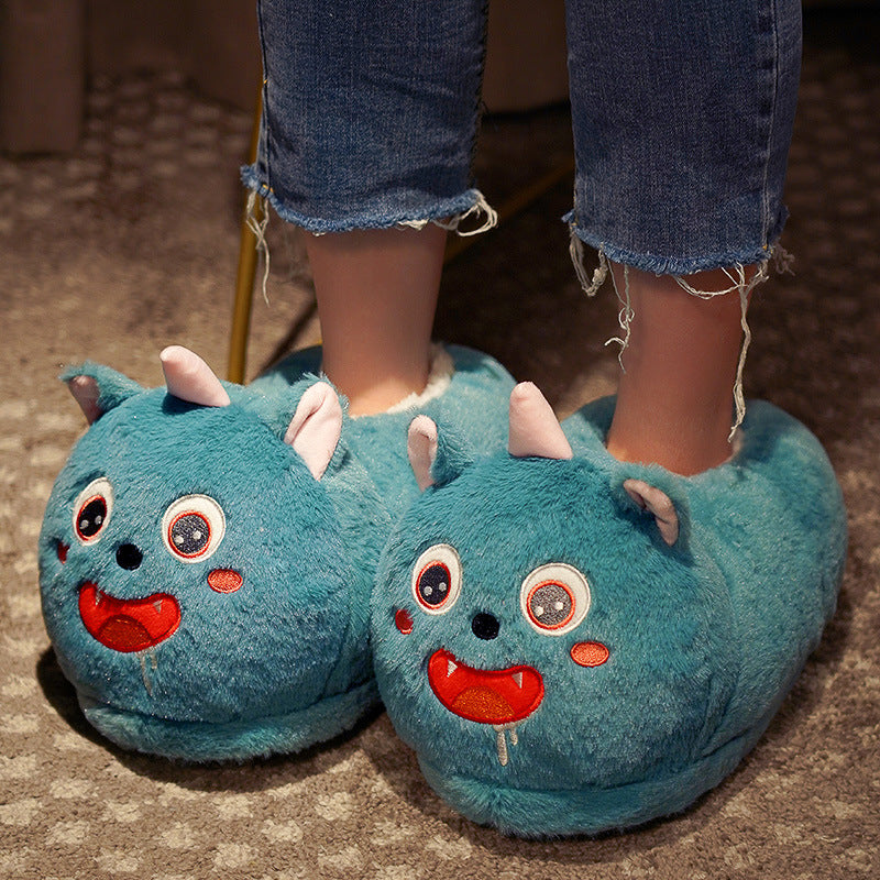 Household Bag With Cute Plush Cotton Slippers