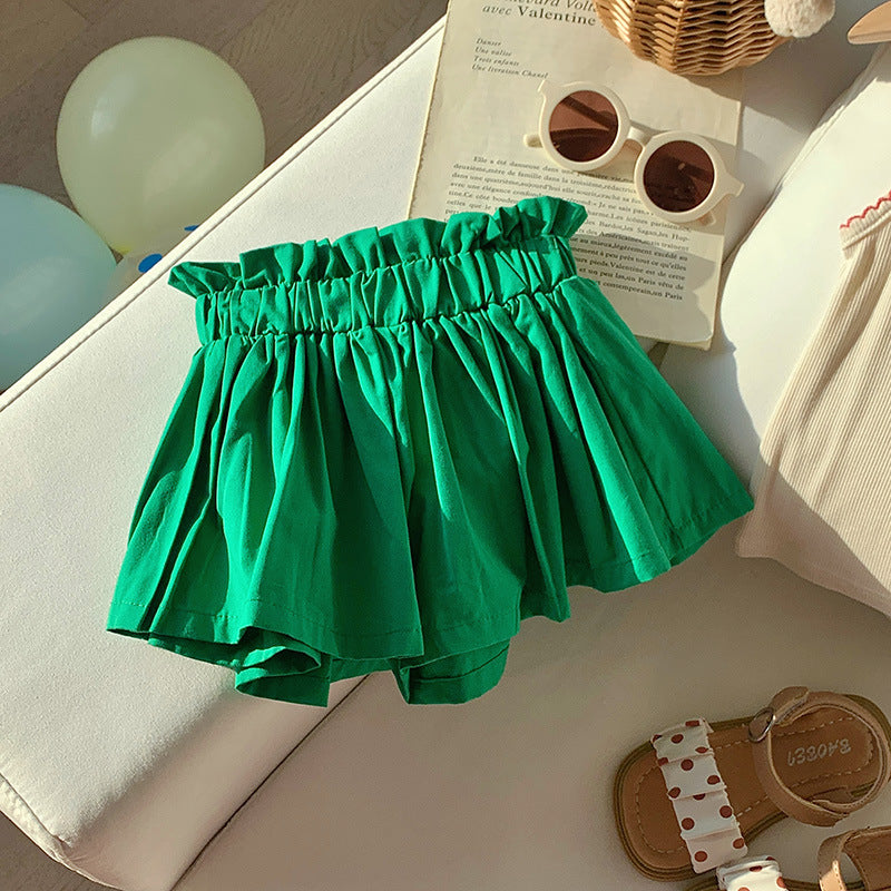 Bud Shaped Waist Cotton Women's Shorts Multi-color Woven