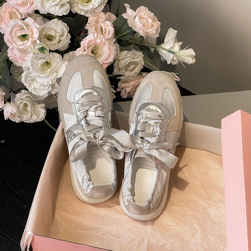 Retro Flat Bottom Stitching Breathable Jogging Sneaker