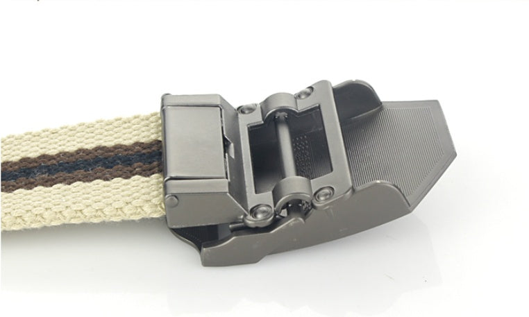 Men's Casual Tiger Head Automatic Buckle Canvas Belt