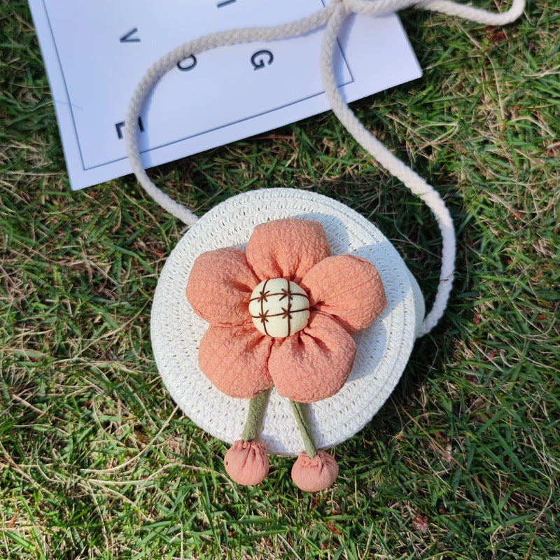 Grass Woven Bag For Children's Cute Crossbody