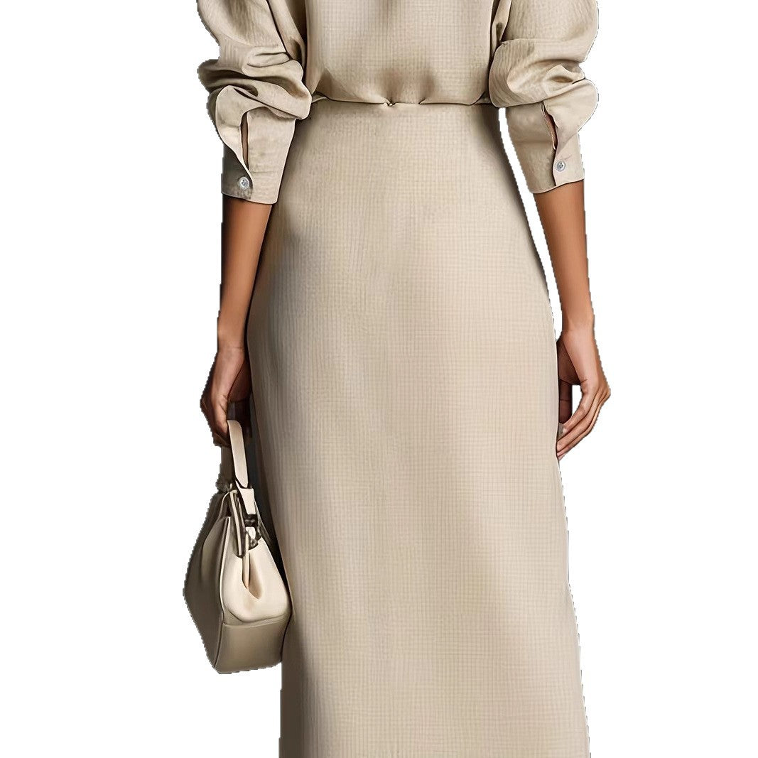 Womens Elegant Chic Sexy Solid-Color Irregular Pleated Dress