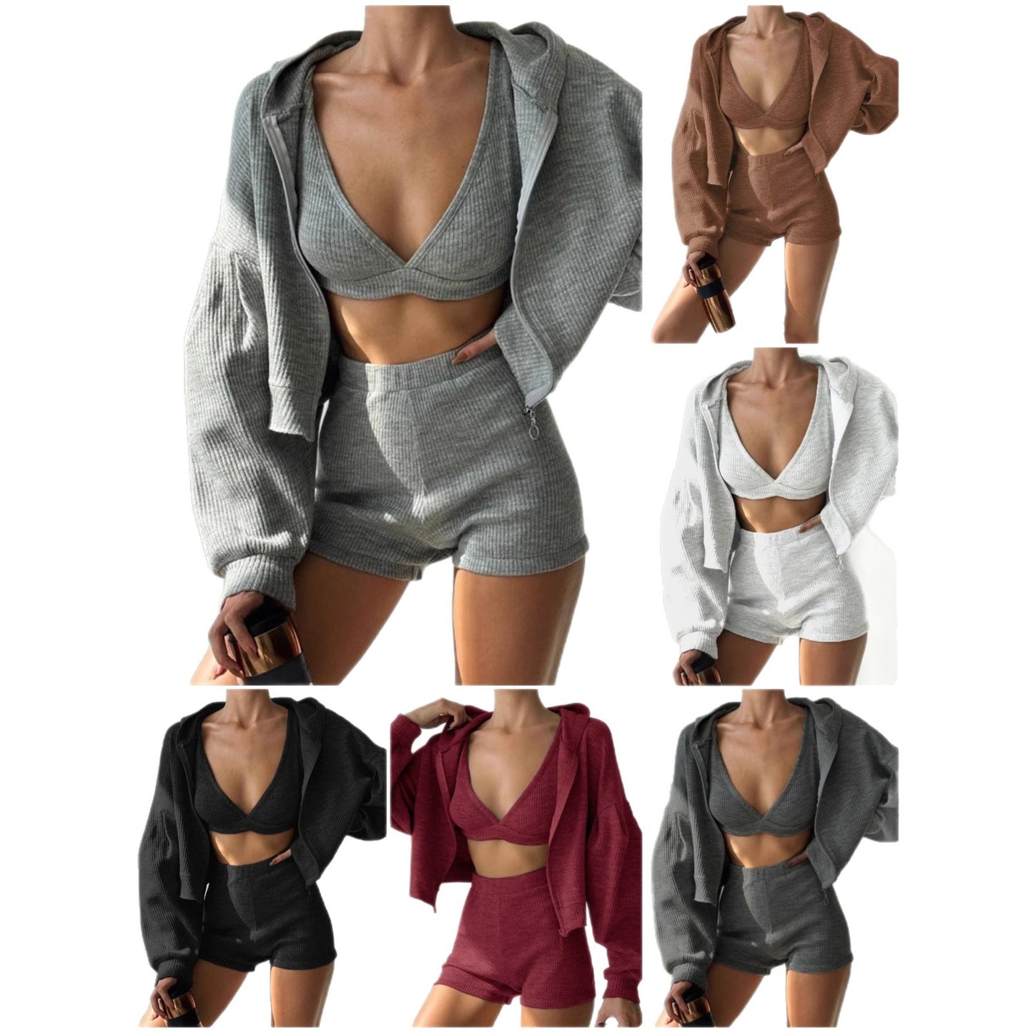 Women's Sporty Casual Zip-Up Hoodie Set