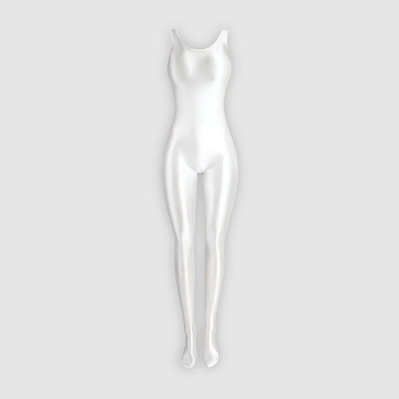 Personalized Stretch Glossy Tights Jumpsuit Women