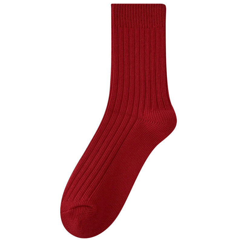 Women's Red Middle Tube Cotton Socks