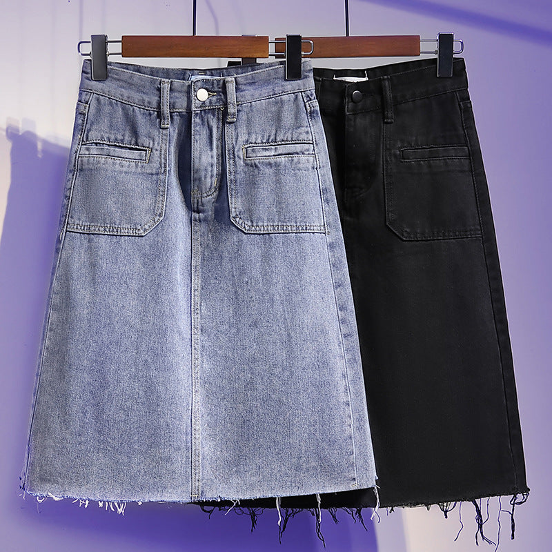 Denim skirt women's mid-length Korean style loose