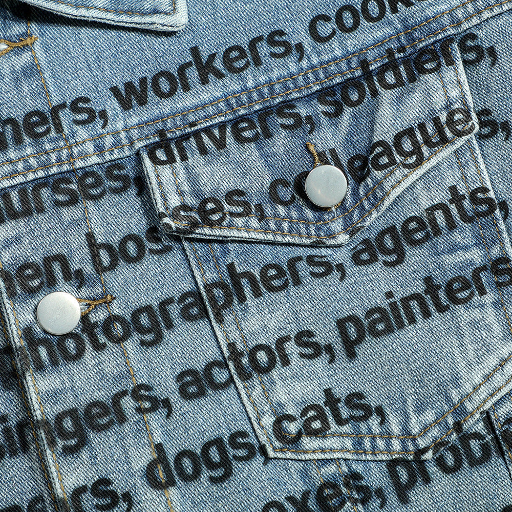 Hip Hop High Street English Letters Patterned Denim Jacket