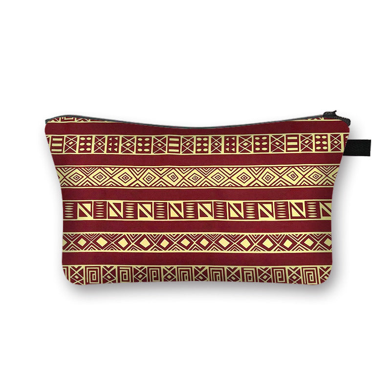 Ny Geometrisk Print Polyester Kosmetiktaske Stor Kapacitet Clutch Taske Dame Mode Rejse Opbevaringstaske