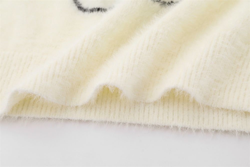 Cute Rabbit With Long Ears Hooded Sweater Fake Two Pieces Pullover