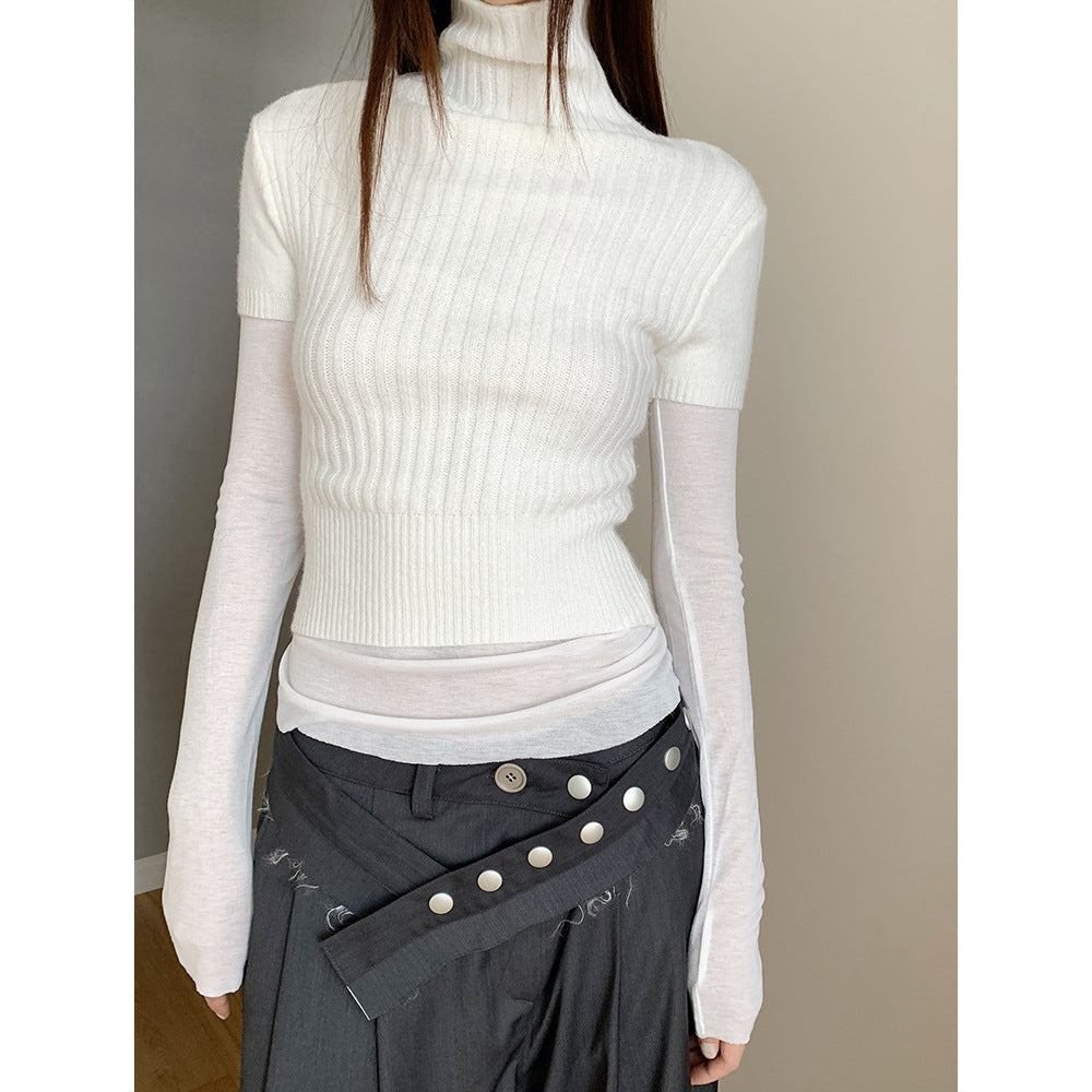 Stilfuld højhalset kortærmet striktop – slim-fit baselayer