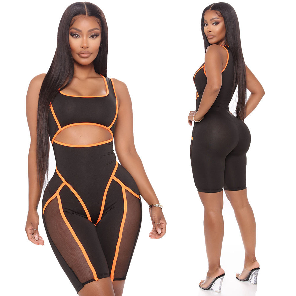 Women's Fashion Skinny Colorblock Sleeveless Jumpsuit