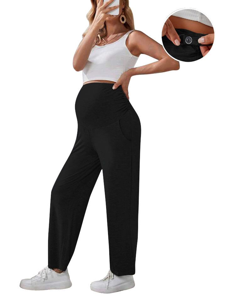 New Female Pregnant Women Straight-leg Pants Loose Clinch Adjustable Plus Size