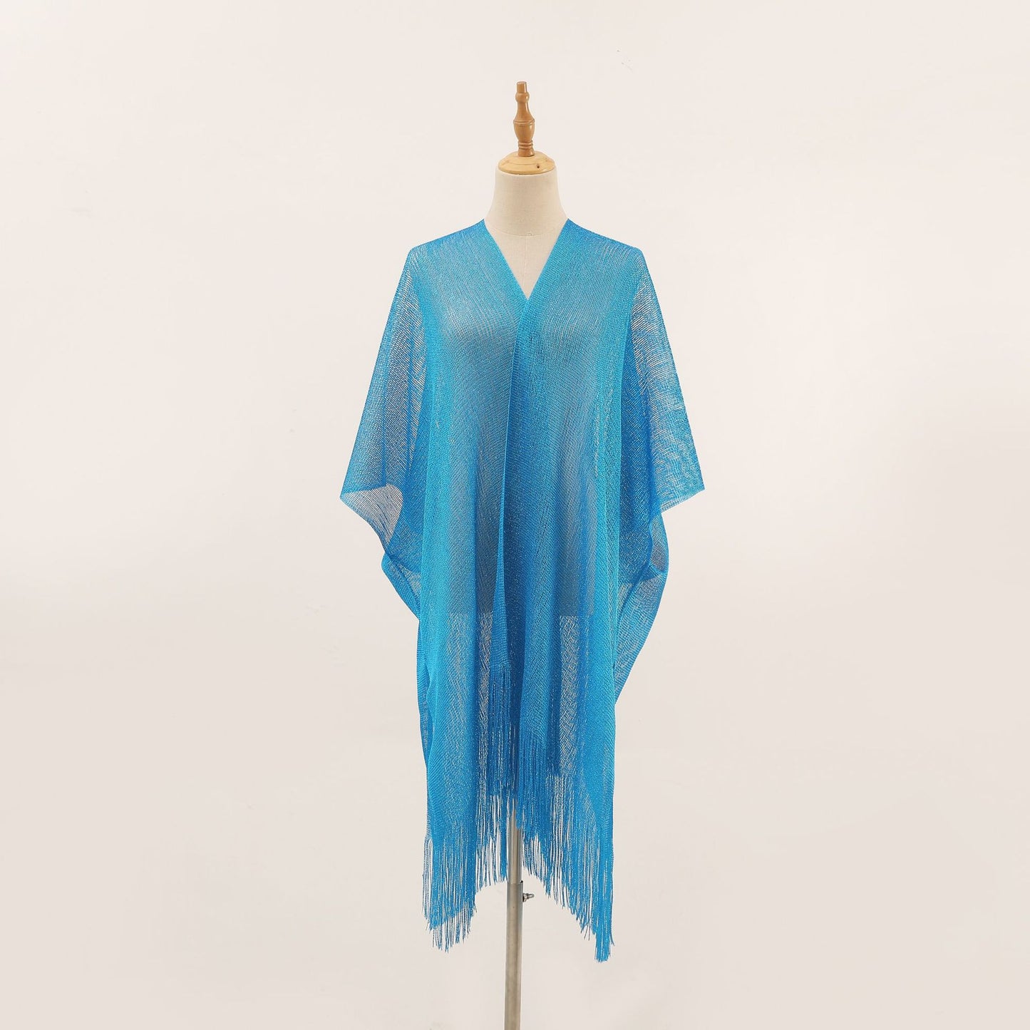 Flat Towel Shawl Gold And Silver Silk Slit Fashionable Beachwear Vacation Sun Protection Shirt